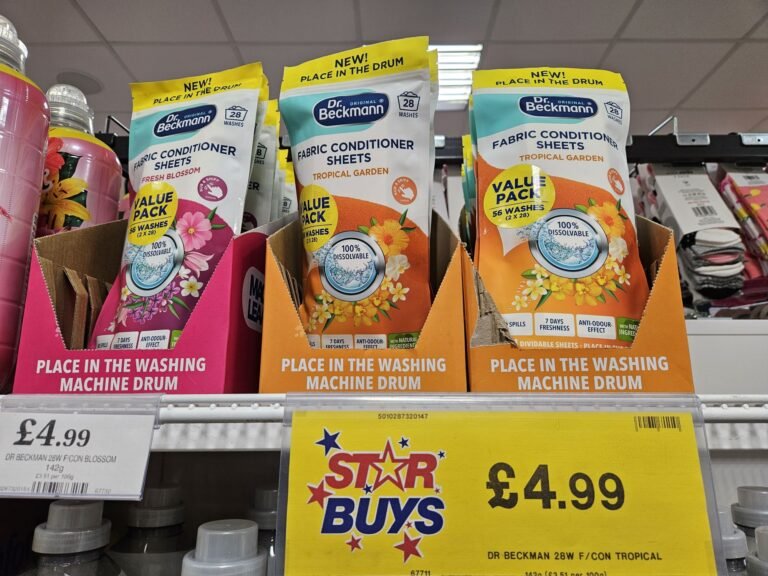 Shop shelf with fabric conditioner sheets