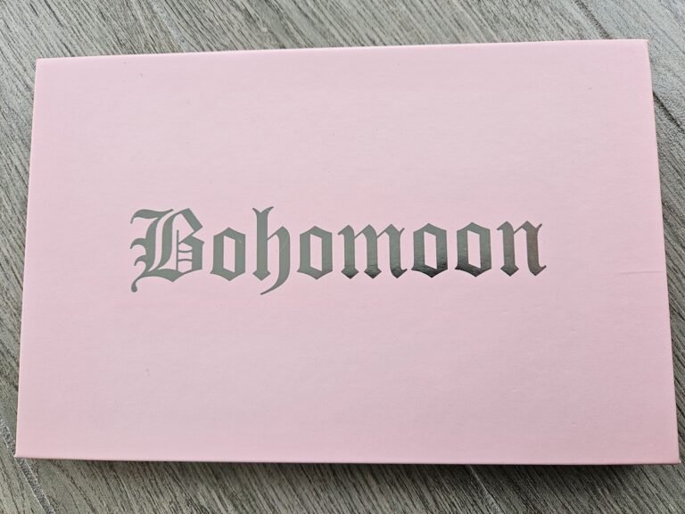 Bohomoon pink gift box with silver writing