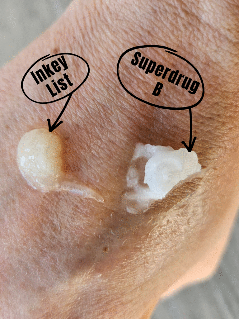 Two balm cleansers side by side on a hand